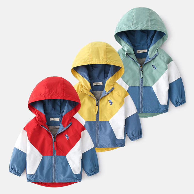 Children Jackets for Boys Hooded Patchwork Casual Coats  2-6 Years