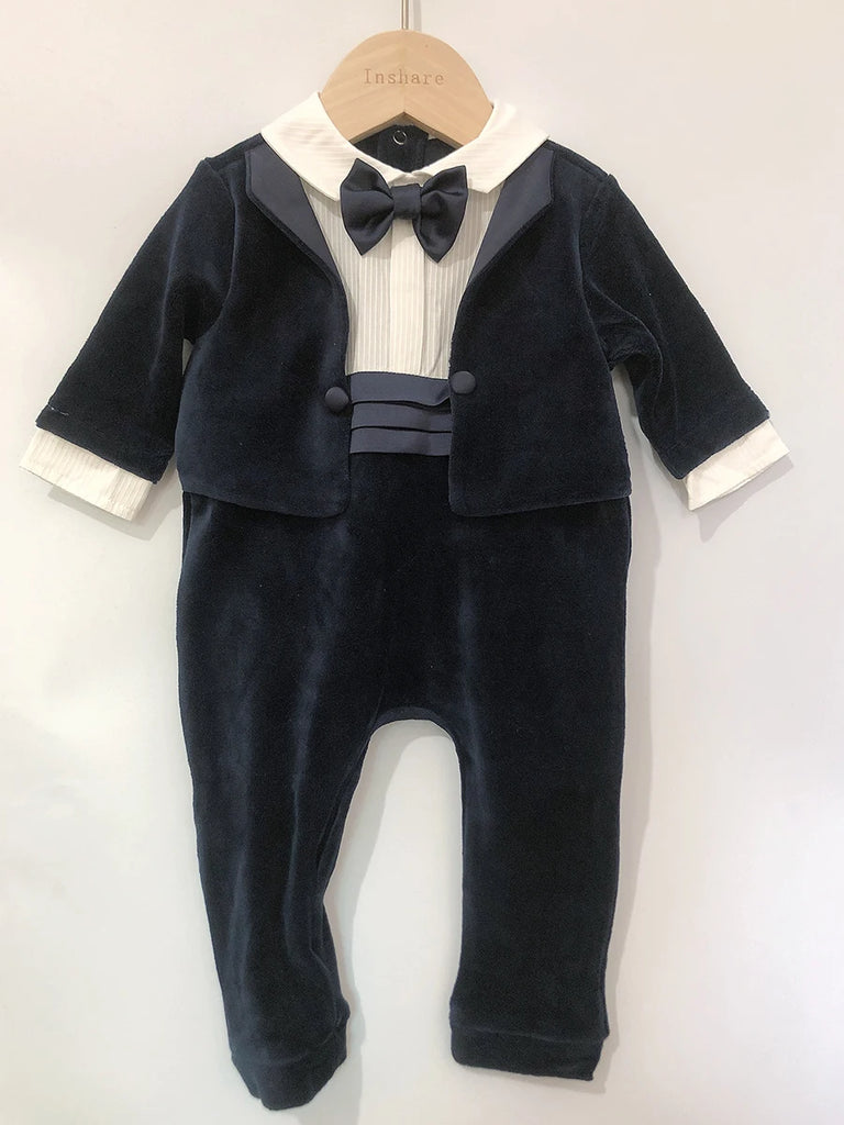 Autumn Winter Children Clothing Baby Boy Rompers Velvet Jumpsuit Gentle Boy
