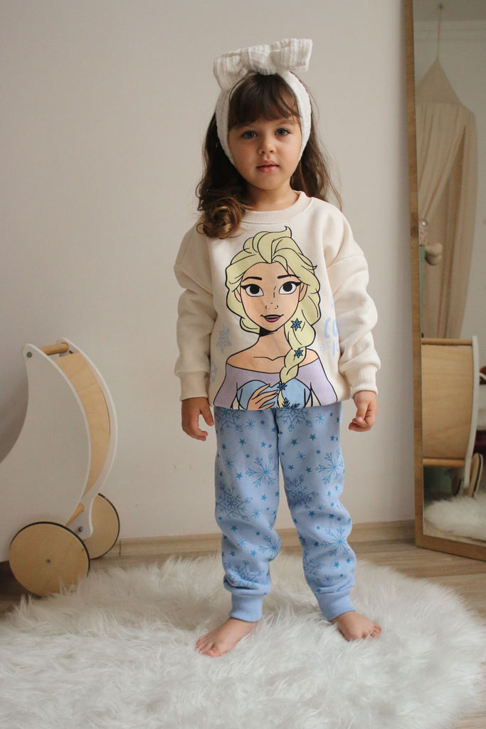 Winter Frozen Elsa 2pcs Tracksuit Children’s Clothing Sets Cotton