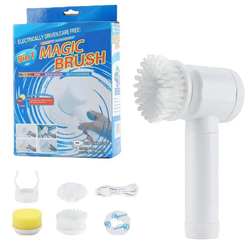5 In1 Electric Scrubber Rechargeable Cleaning Tools Brush For Bathroom Bathtub Kitchen With 3 Brush