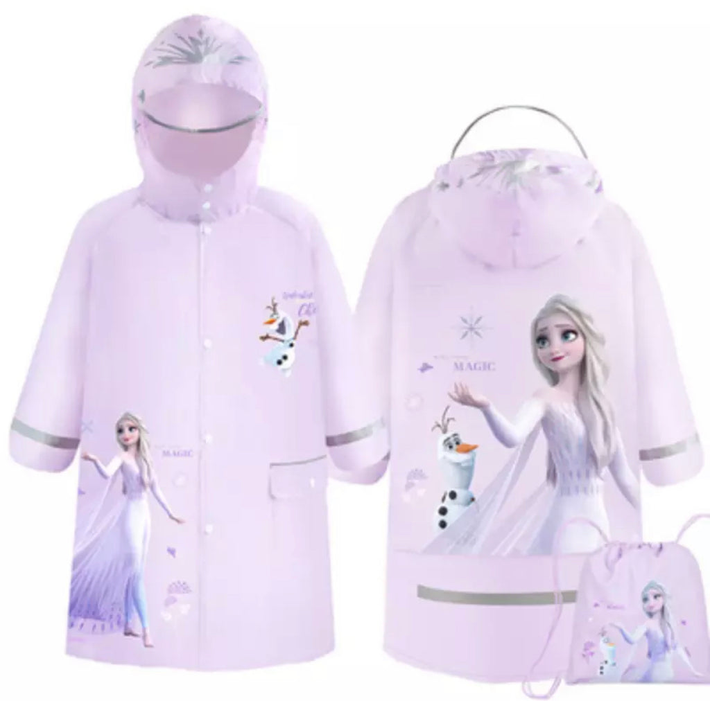 Elsa Cartoon Children Raincoat Girls Princess Thickened Poncho Rain Coats Waterproof Hood