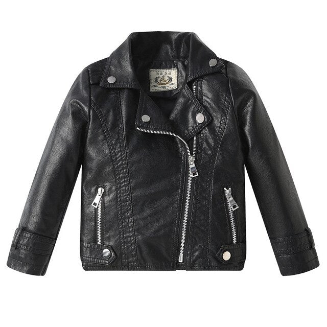 Girls Leather Jackets Clothing 2023 PU Leather Lapel Zipper Coats Kids Fashion Tops Outwear 2-10t