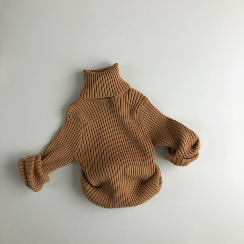 Suéteres para niños Suéter sólido para niñas Suéter breve para niños Suéter de cuello alto para niños Prendas de punto 