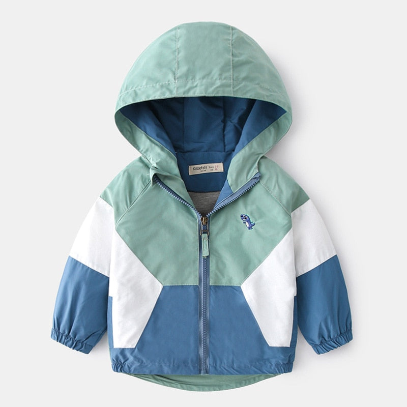 Children Jackets for Boys Hooded Patchwork Casual Coats  2-6 Years
