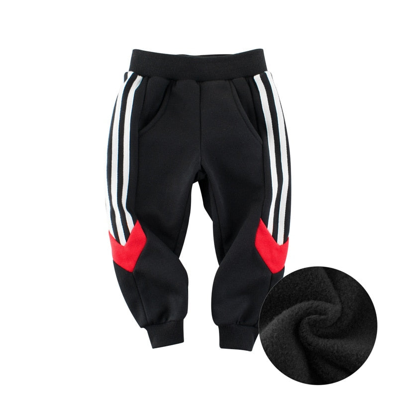 Children Cartoon Fleece Thickening Trousers 1-9 Years Kids Boys Girls Winter Sport Long Pants