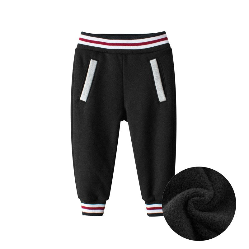 Children Cartoon Fleece Thickening Trousers 1-9 Years Kids Boys Girls Winter Sport Long Pants