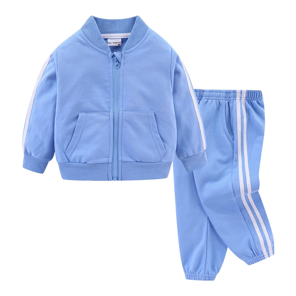 Conjunto de pantalones para niños y niñas, chaqueta y Joggers de algodón de Color sólido con cremallera, ropa para niños, ropa deportiva para niños, chándal