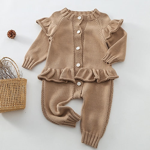 Baby Girls Knitting Solid Color Jumpsuit One piece Autumn Baby Girls Clothes Bodysuits