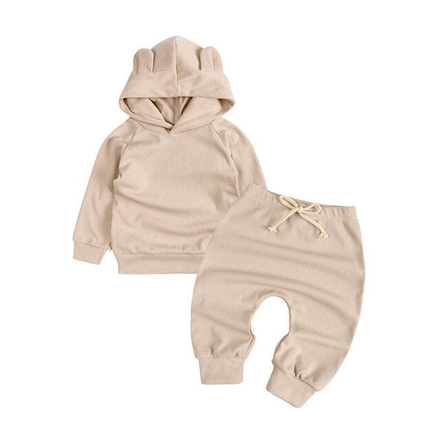 Conjunto de ropa para bebé (niño o niña), 2 uds., sudaderas con capucha de algodón y pantalones, trajes para niños pequeños