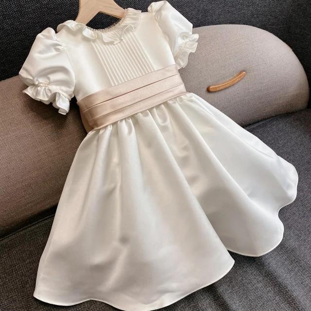 Kids Flower Girl White Dresses for Weddings Bridesmaid Birthday Luxury Party Gown