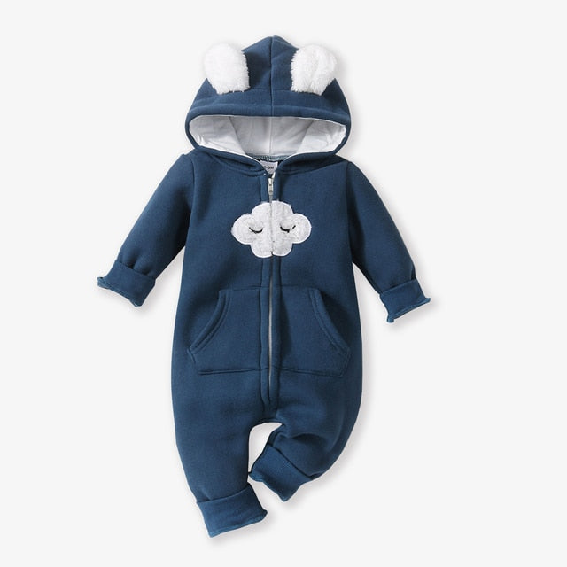 Winter Baby Adorable Cloud Hooded Rompers for Boys and Girls Warm Unisex Bodysuit