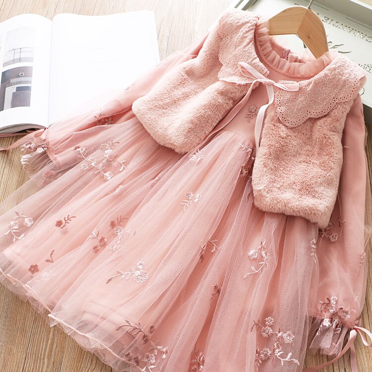 Girls Winter New Dress Children's Fashionable Princess Dress Two-Piece Suit Skirt