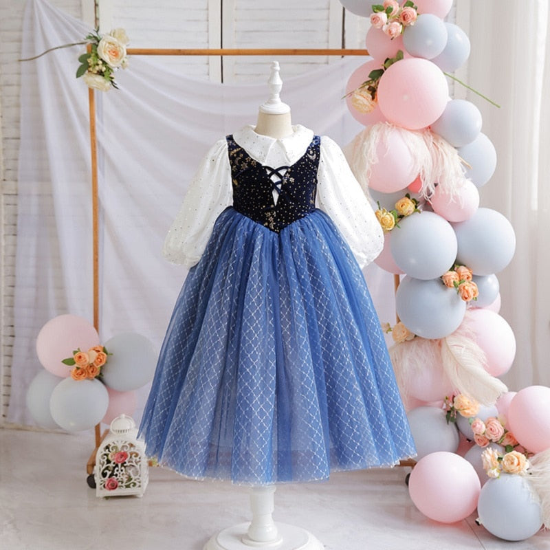 Anna Frozen Queen Dress Children Halloween Cosplay Princess Dresses for Girls birthday Party