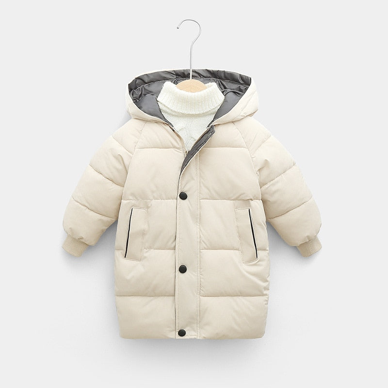 Children's Down Coat Winter Boys Girls Cotton Parka & Coats Thicken Warm Long Jackets Kids Outerwear