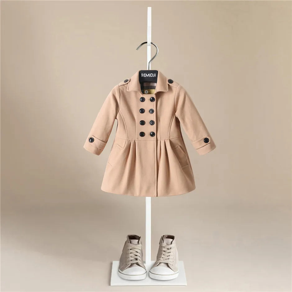 Children's Outerwear Fashion Girl Long Coat Trench Toddler Baby Jacket