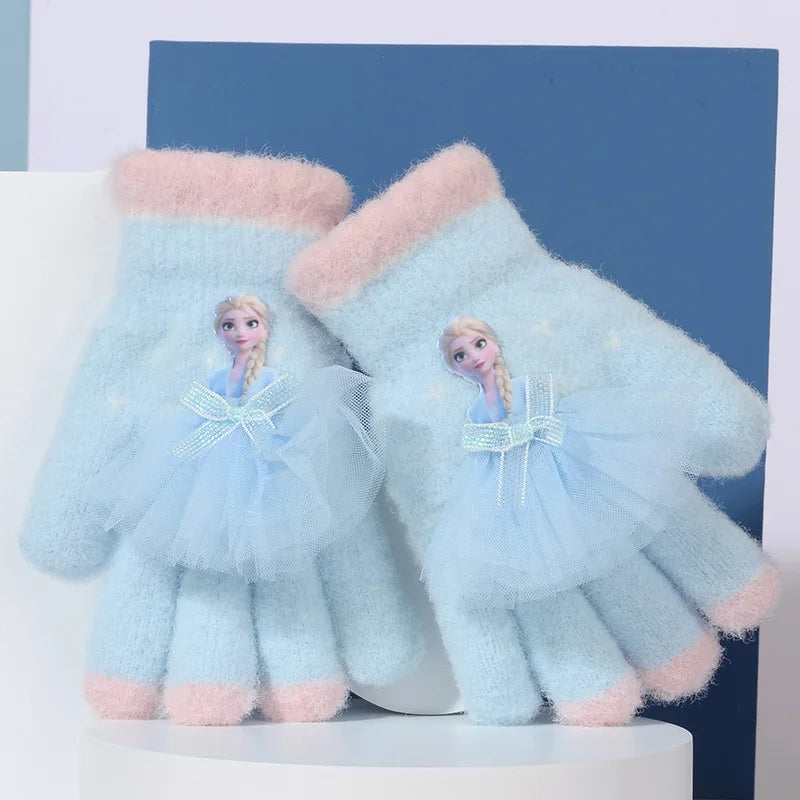 2023 New Elsa Princess 2 Gloves For Girl Autumn Winter Glove Frozen