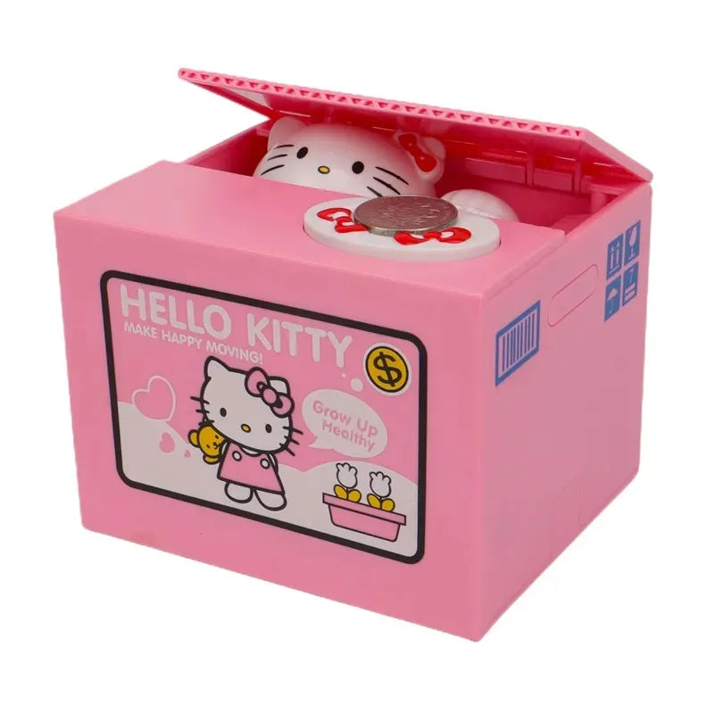 Hello Kitty Piggy Bank KT Cat Stealing Coins Piggy Bank Money Toys