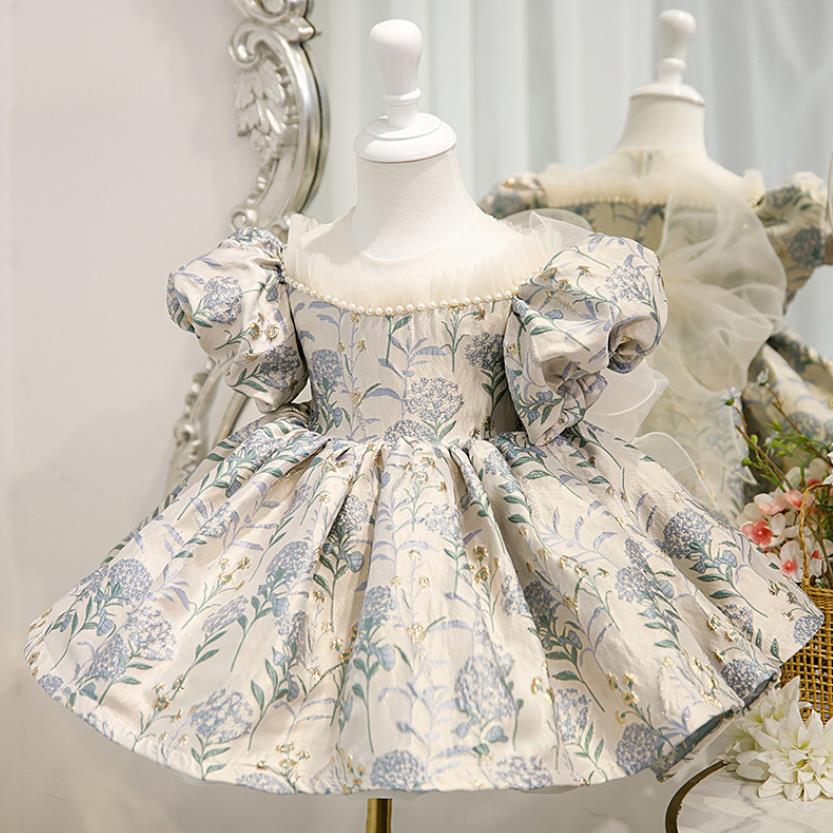 Vestido de fiesta de princesa Lolita española para bebé, diseño de cuentas, ropa de fiesta de cumpleaños, vestidos para niñas 