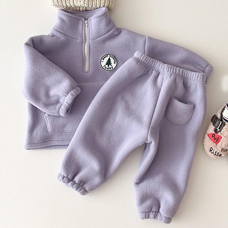 New Toddler Boys Clothes Set Outfit Warm Fleece Swearshirt Baby Girls Pullover Tops + Pants Suit 2pcs Tracksuit Set