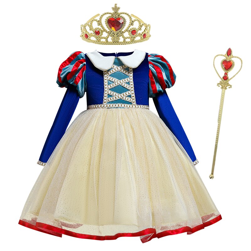 Snow White Winter Children Clothing For Halloween Long Sleeve Cosplay Elsa Princess Dresses Girl Disguise Costume Fancy Kids Birthday Party