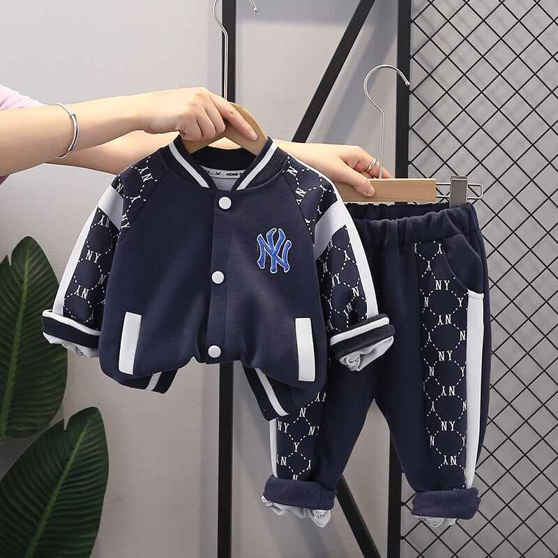Bebé niño moda algodón niños ropa deportiva camiseta pantalones 2 unids/set niños otoño niño chándal informal