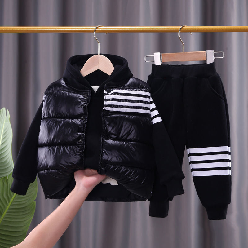 Boy Girls Winter Thick Warm Clothing Set 3 Pcs Sweatshirt +Pants+Vest Children Tracksuit Toddler Girl Clothes