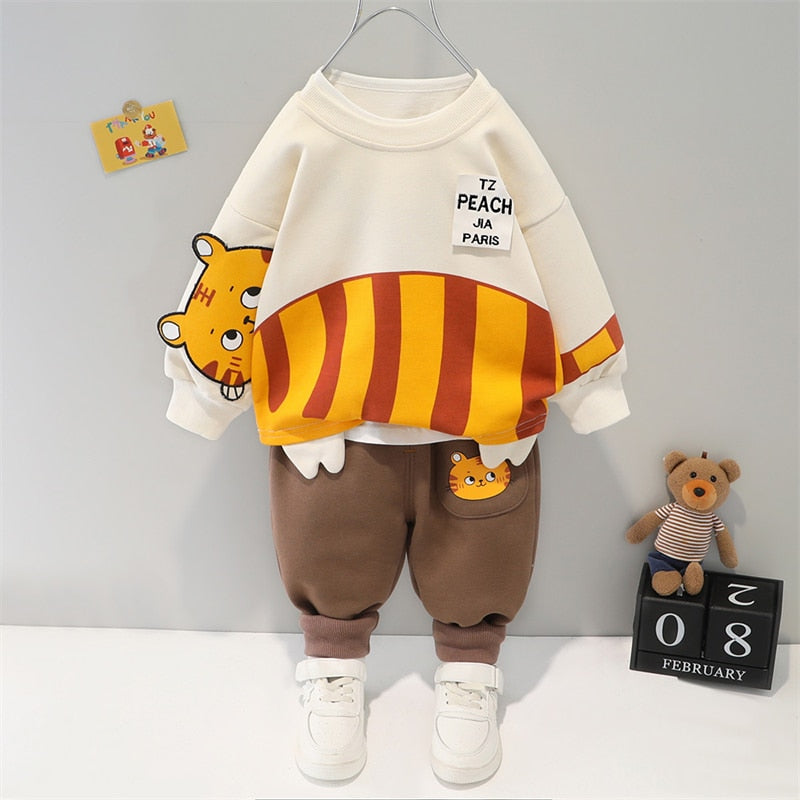 Kids Baby Girls Boys Clothing Sets Children Casual Clothes Cartoon Long Sleeves Pants