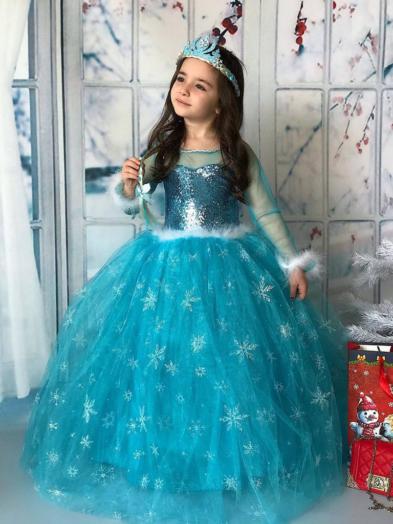 Elsa Costume,Girls Princess Birthdays Hallowen Cosplay Kids Costume